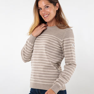 Pull marin rayé bouton mats