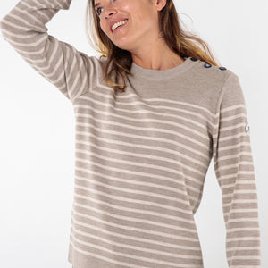 Pull marin rayé bouton mats