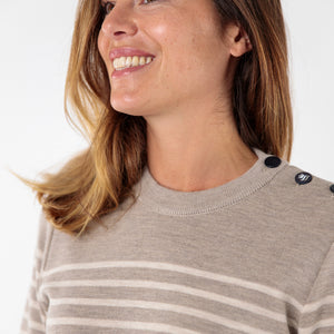 Pull marin rayé bouton mats