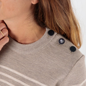 Pull marin rayé bouton mats