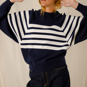 PULL AMPLE RAYE BICOLORE COTON