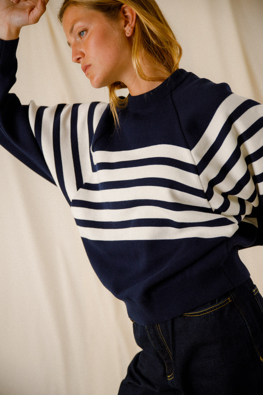 PULL AMPLE RAYE BICOLORE COTON