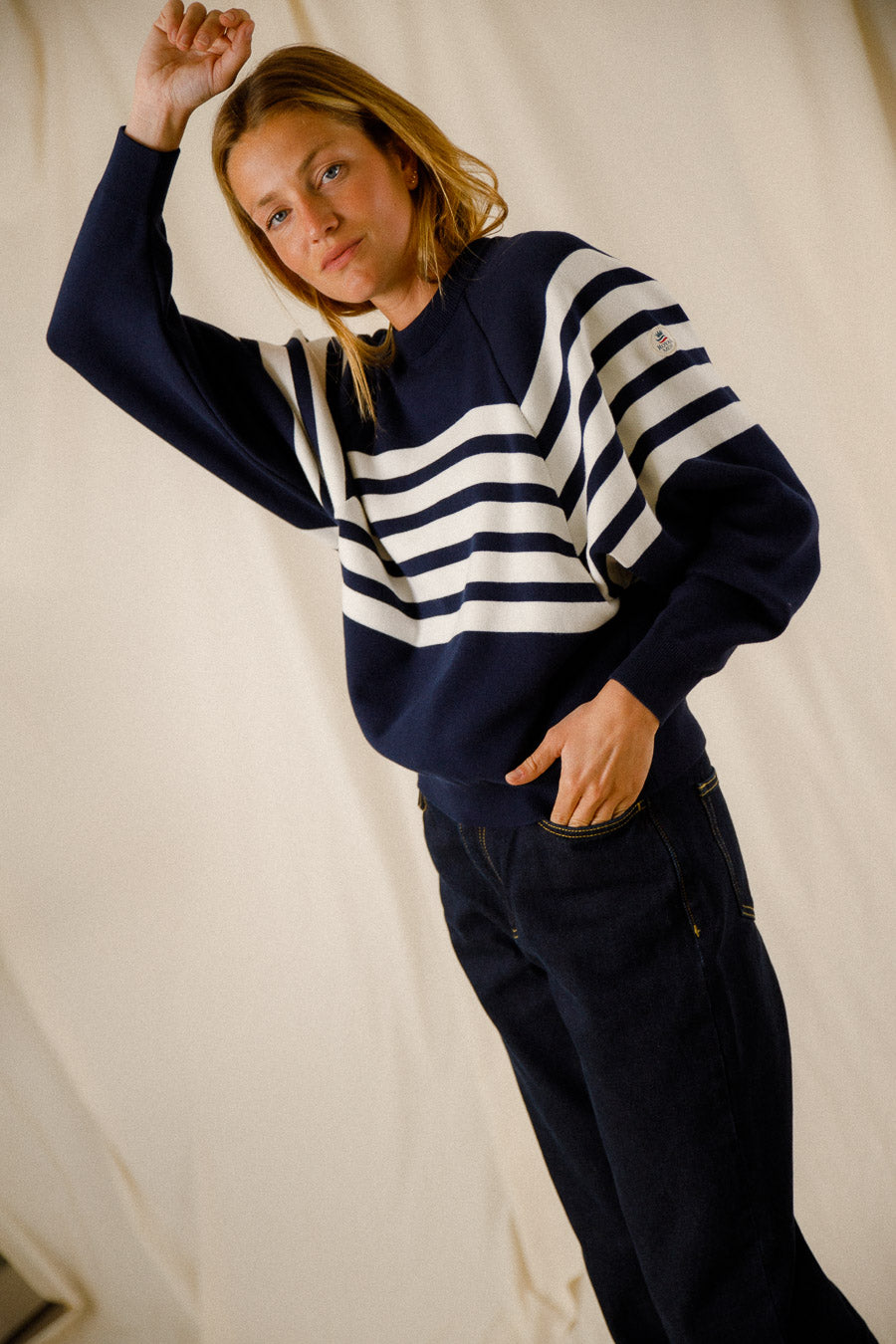 PULL AMPLE RAYE BICOLORE COTON