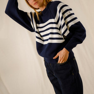 PULL AMPLE RAYE BICOLORE COTON