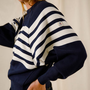 PULL AMPLE RAYE BICOLORE COTON