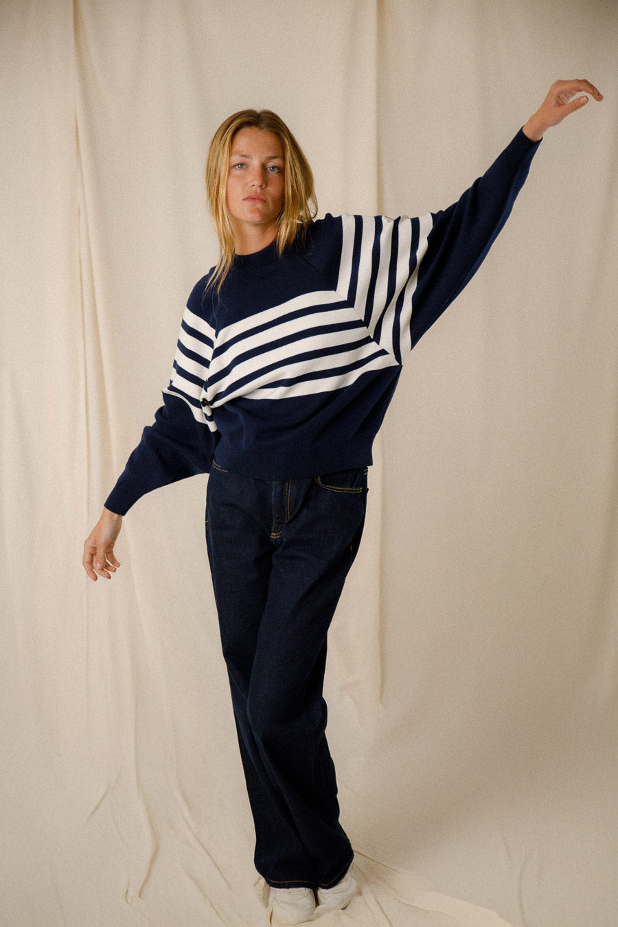 PULL AMPLE RAYE BICOLORE COTON