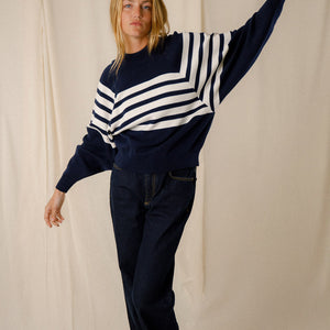 PULL AMPLE RAYE BICOLORE COTON