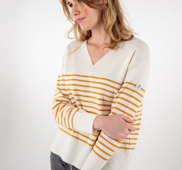 Striped v-neck sweater