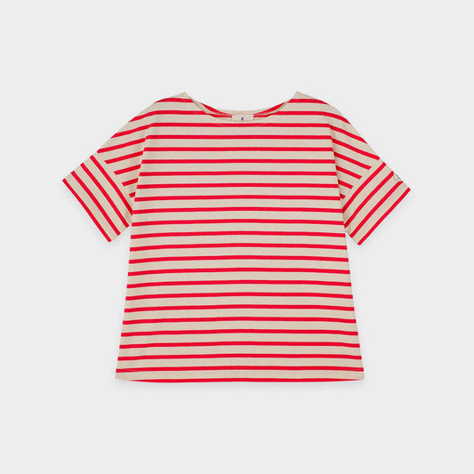 Loose and flared striped T-shirt