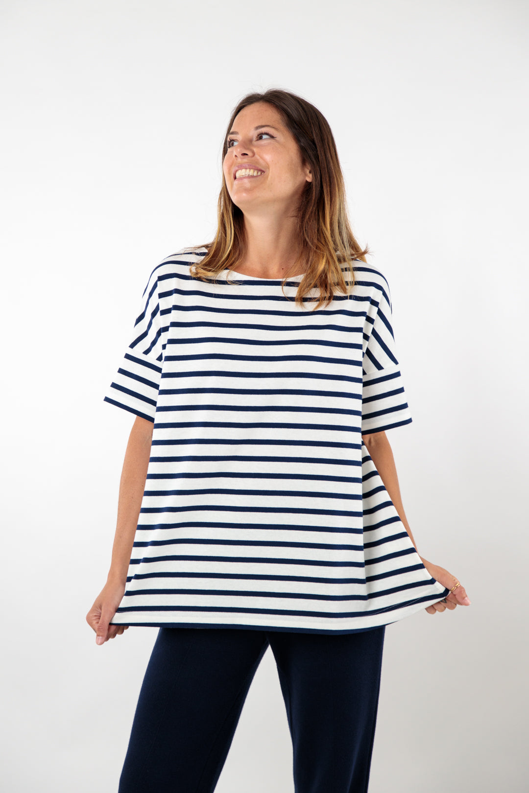 Tee-shirt rayé ample et évasé