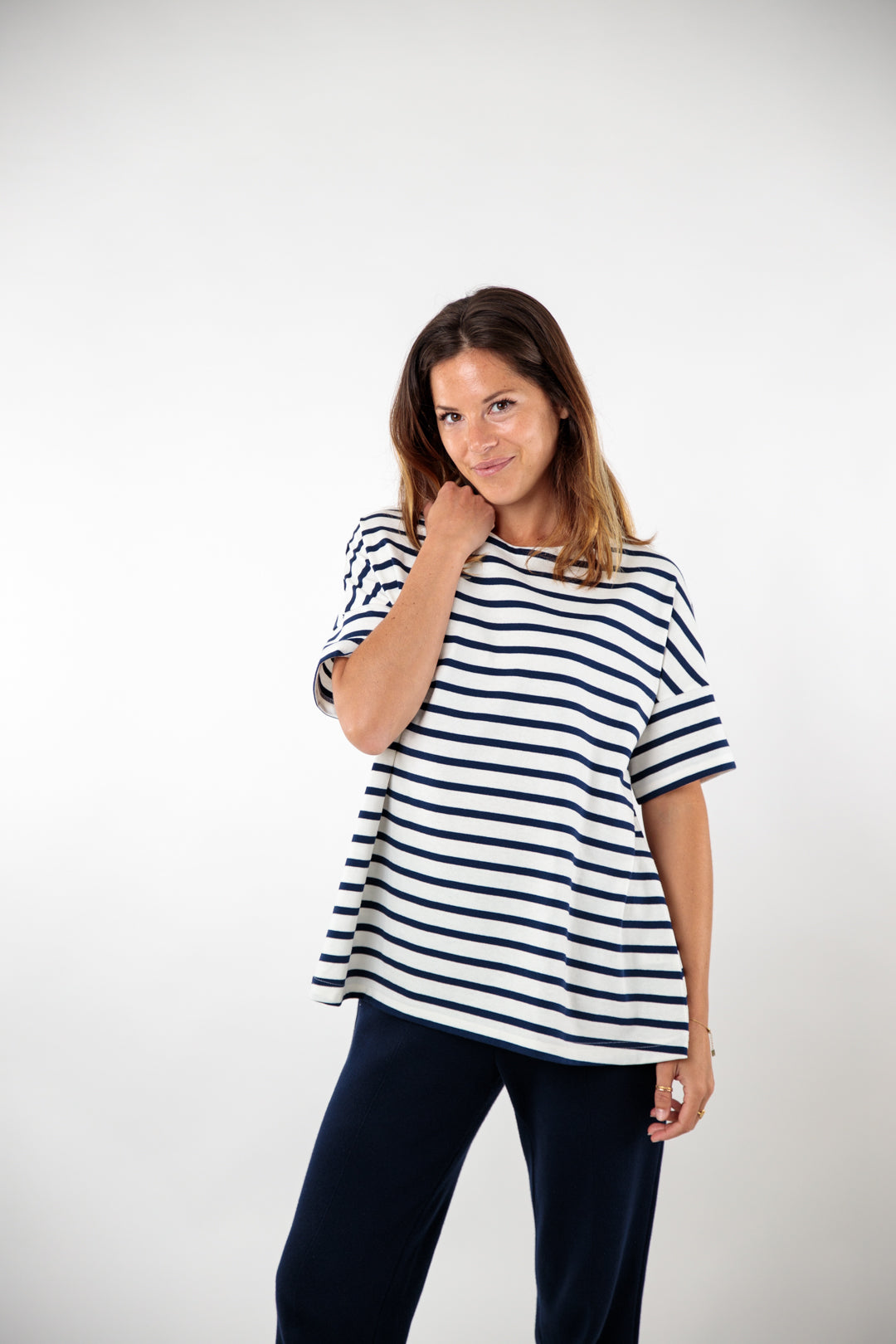Tee-shirt rayé ample et évasé