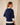Pull femme uni Morwena marine coton égyptien côte 1/1 encolure bateau Royal Mer