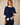 Pull femme uni Morwena marine coton égyptien côte 1/1 encolure bateau Royal Mer