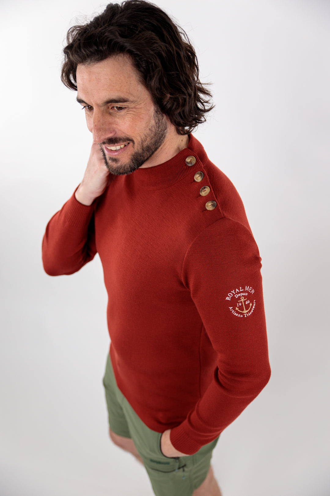 Pull marin avec broderie ancre