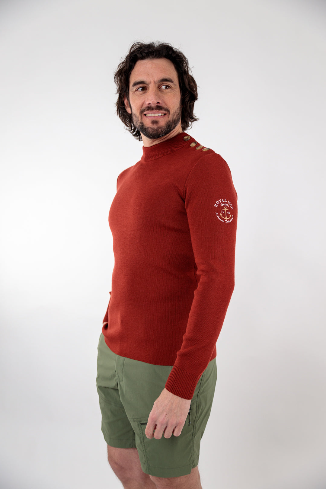 Pull marin avec broderie ancre