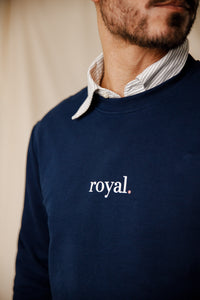 Sweat Royal marine coton col rond bords-côtes sérigraphie homme femme Royal Mer