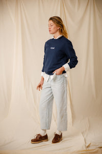 Sweat Royal marine coton col rond bords-côtes sérigraphie homme femme Royal Mer