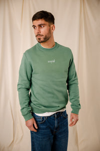 Sweat Royal sauge coton col rond bords-côtes sérigraphie homme femme Royal Mer