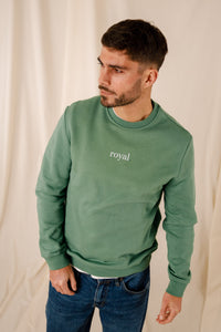 Sweat Royal sauge coton col rond bords-côtes sérigraphie homme femme Royal Mer