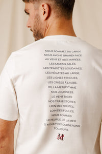 T-shirt Manifesto écru coton GOTS écusson manifeste sérigraphié dos homme femme Royal Mer