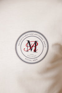 T-shirt Manifesto écru coton GOTS écusson manifeste sérigraphié dos homme femme Royal Mer