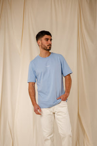T-shirt Royal bleu grisé coton col rond sérigraphie homme femme Royal Mer