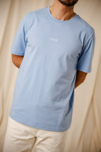 T-shirt Royal bleu grisé coton col rond sérigraphie homme femme Royal Mer