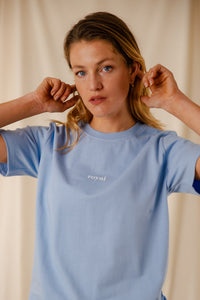 T-shirt Royal bleu grisé coton col rond sérigraphie homme femme Royal Mer