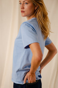 T-shirt Royal bleu grisé coton col rond sérigraphie homme femme Royal Mer