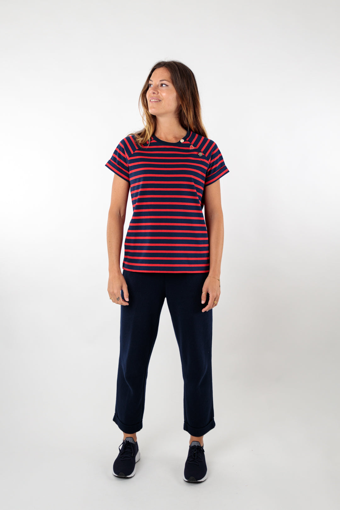 Striped round neck T-shirt