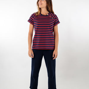 Striped round neck T-shirt