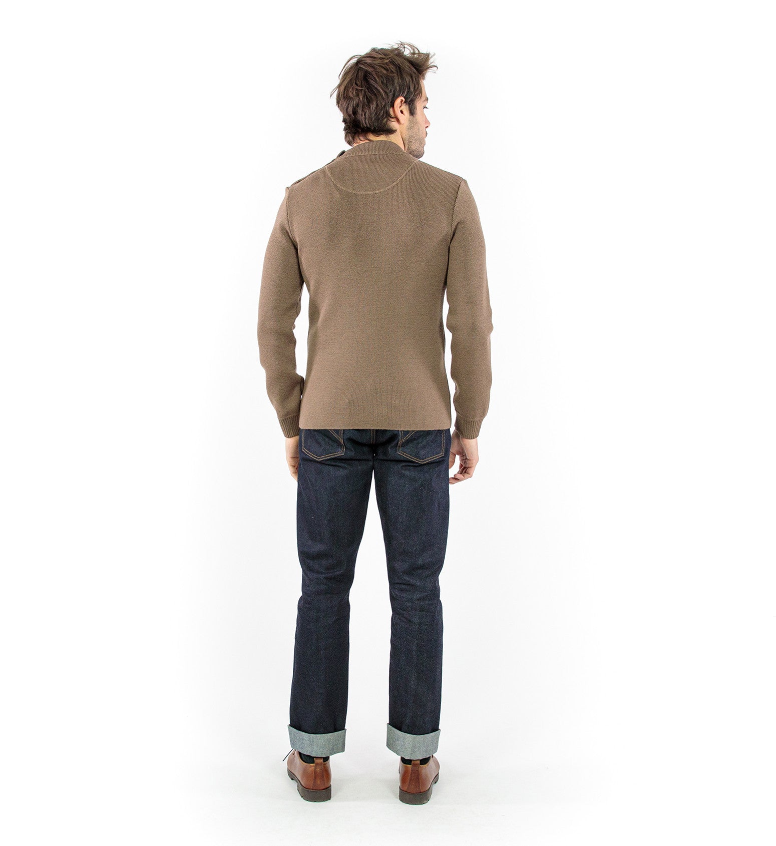 Men's sailor sweater: brown virgin wool sweater made in France | Royal ...
