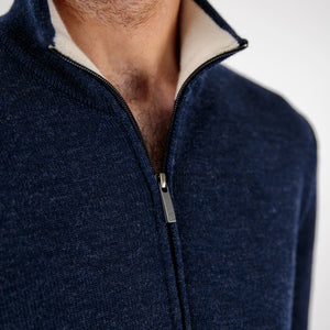 Zipped wool jacket with stand-up collar