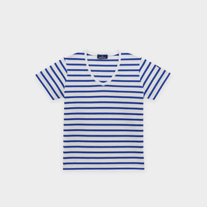 T-shirt rayé bicolore col v