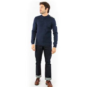 Plain sailor sweater with contrasting elbow patches