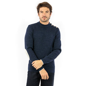 Plain sailor sweater with contrasting elbow patches