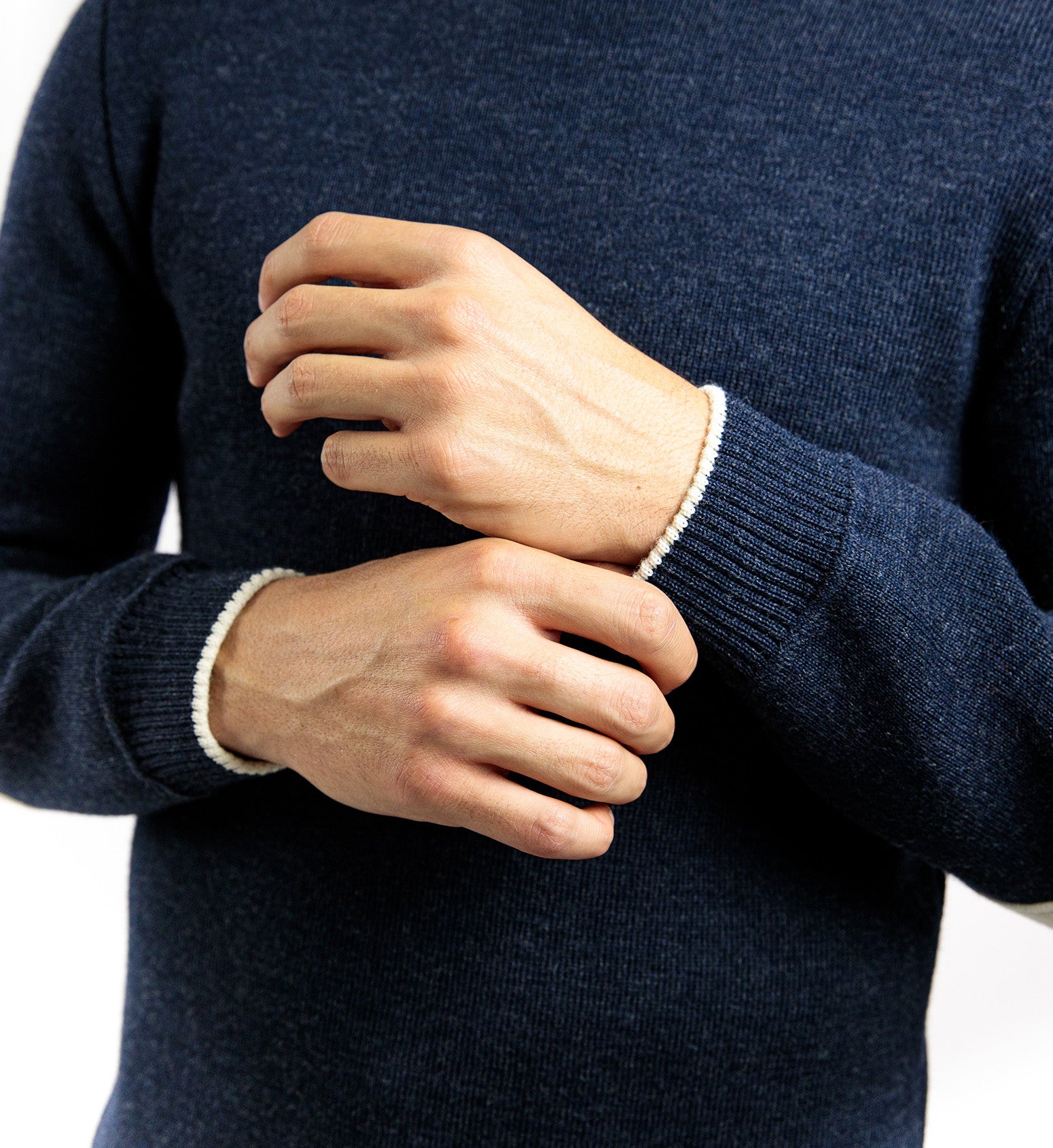 Plain sailor sweater with contrasting elbow patches