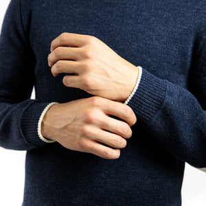 Plain sailor sweater with contrasting elbow patches