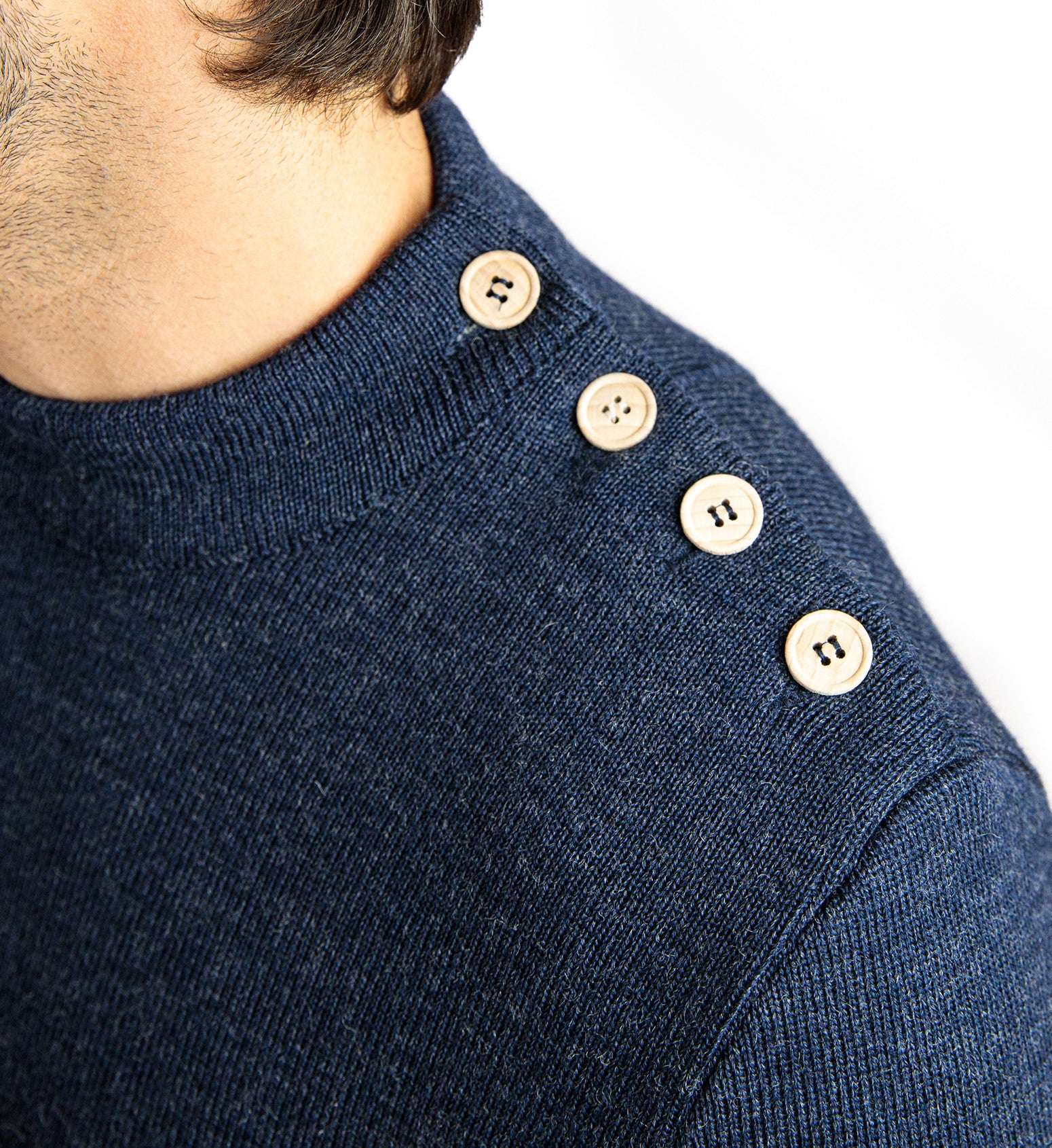 Plain sailor sweater with contrasting elbow patches