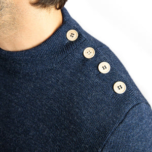 Plain sailor sweater with contrasting elbow patches