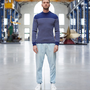 Pull marin rayé 100% laine vierge