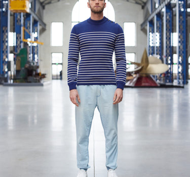 Pull marin rayé 100% laine vierge