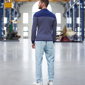 Pull marin rayé 100% laine vierge