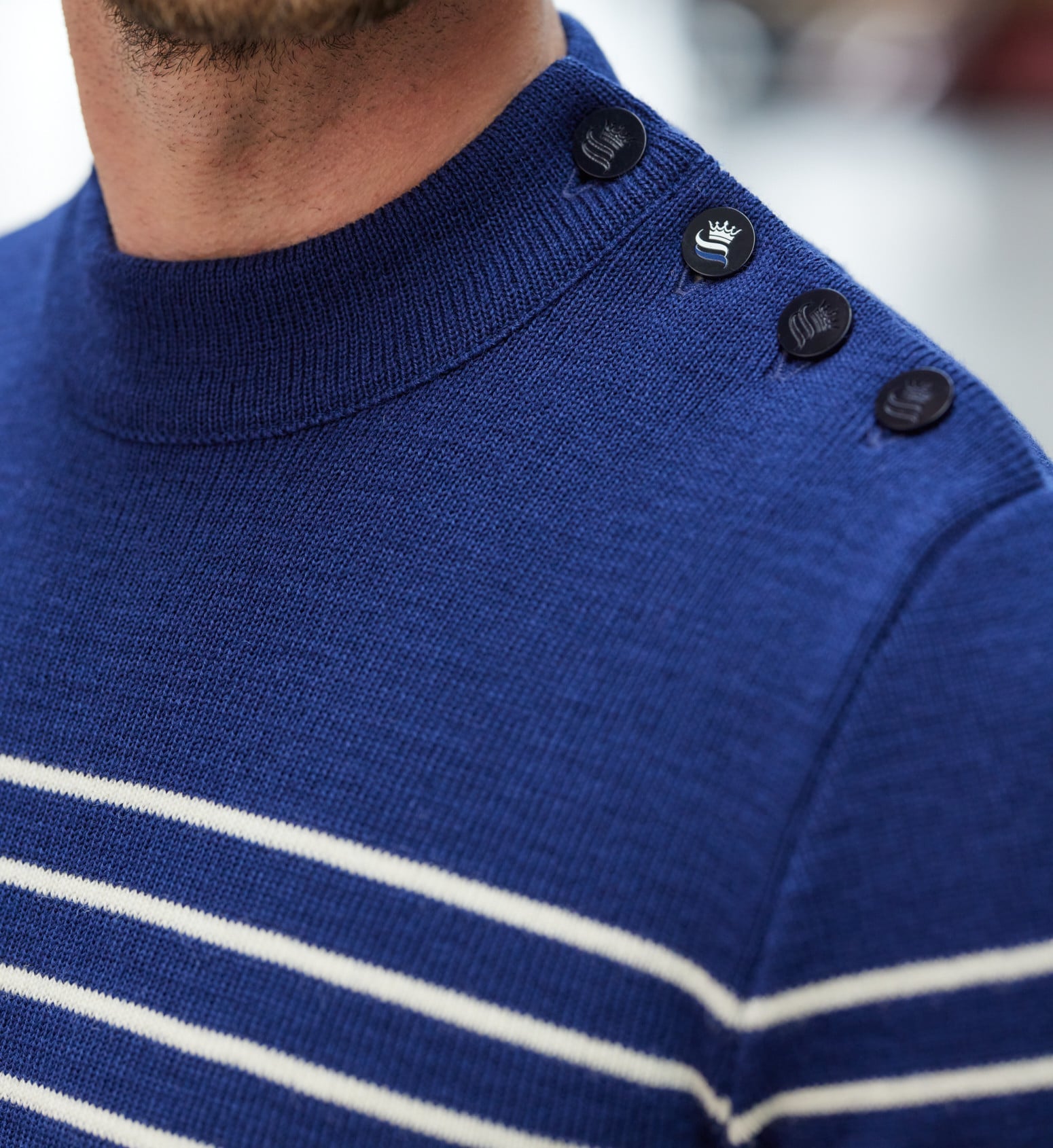 Pull marin rayé 100% laine vierge