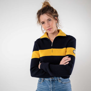Zipped trucker sweater