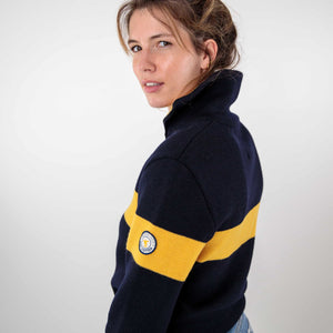 Zipped trucker sweater