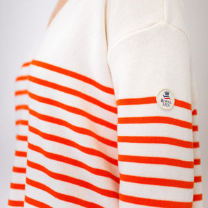 Two-tone striped v-neck sweater