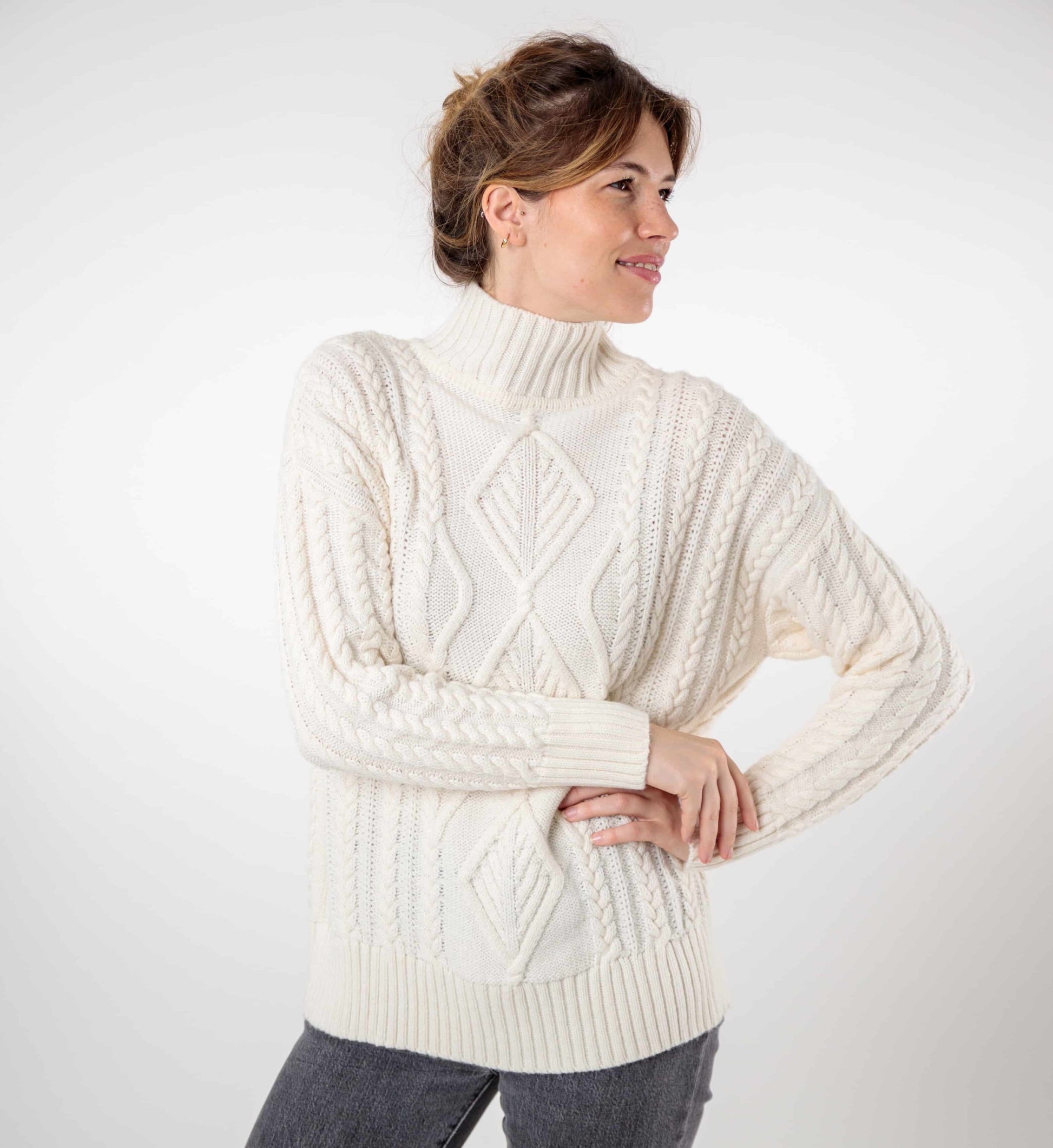 Loose cable-knit sweater