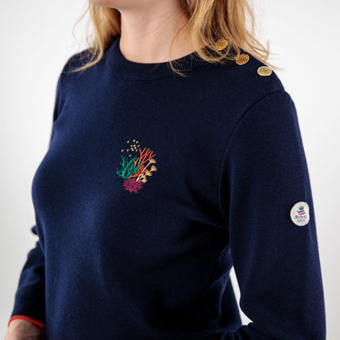 Sweater with coral embroidery