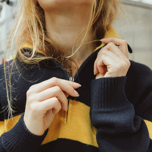 Zipped trucker sweater